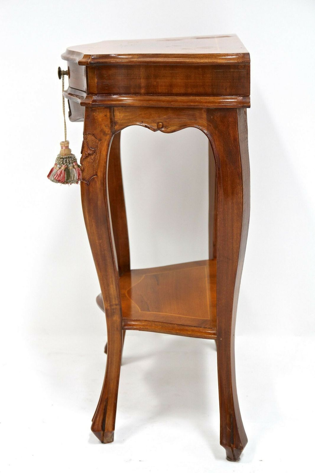 Pair Of Baroque Style Nightstands/ Console Tables, Nutwood Carved, It Ca. 1950 photo Furniture