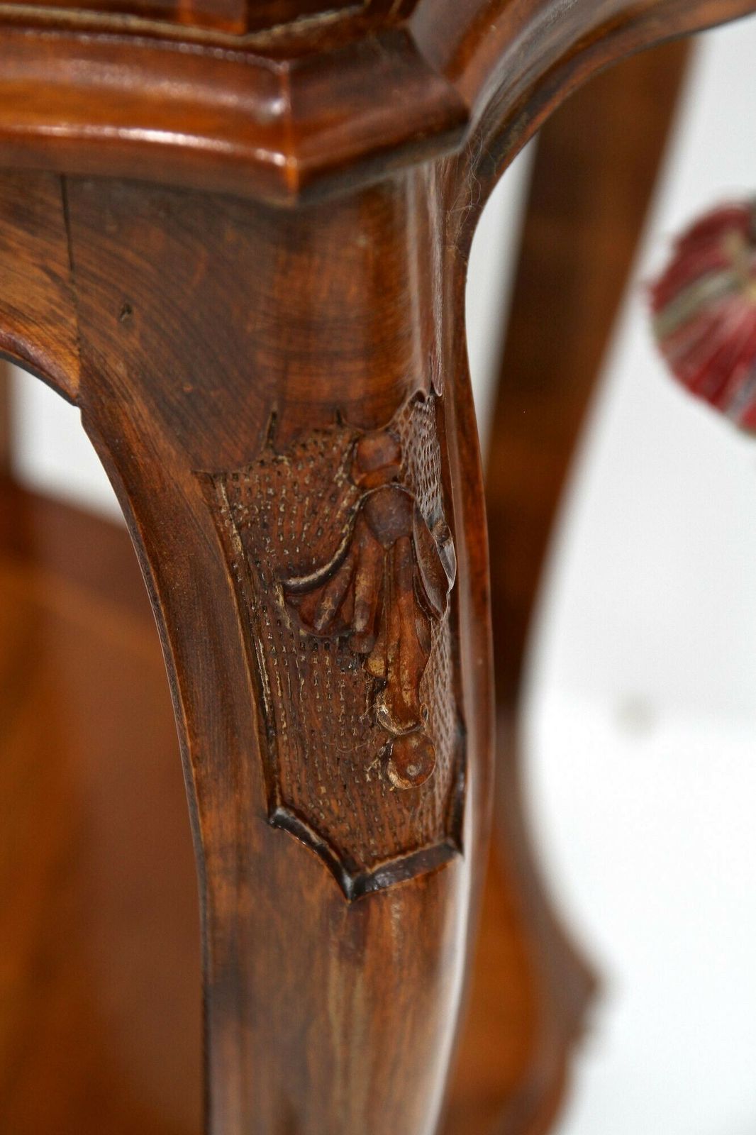 Pair Of Baroque Style Nightstands/ Console Tables, Nutwood Carved, It Ca. 1950 photo buy