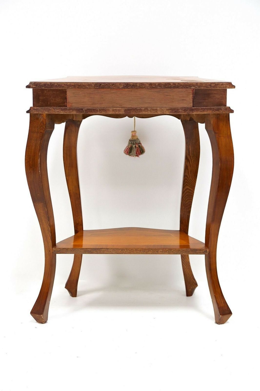 1450.0 Pair Of Baroque Style Nightstands/ Console Tables, Nutwood Carved, It Ca. 1950 photo