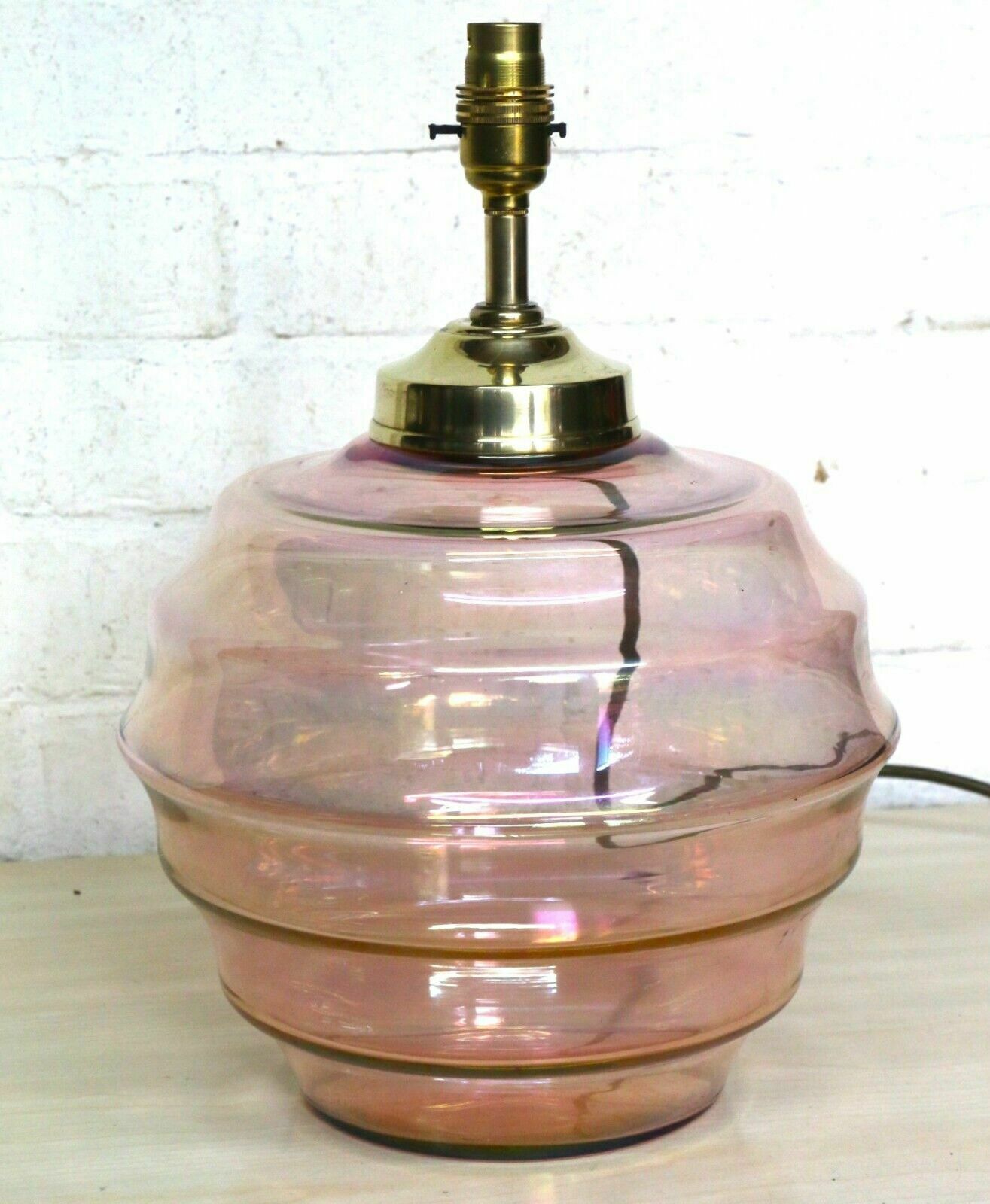 Antique Table Lamp Art Deco Lustre Pink Beehive Glass Lamp Early 20th Century photo for sale