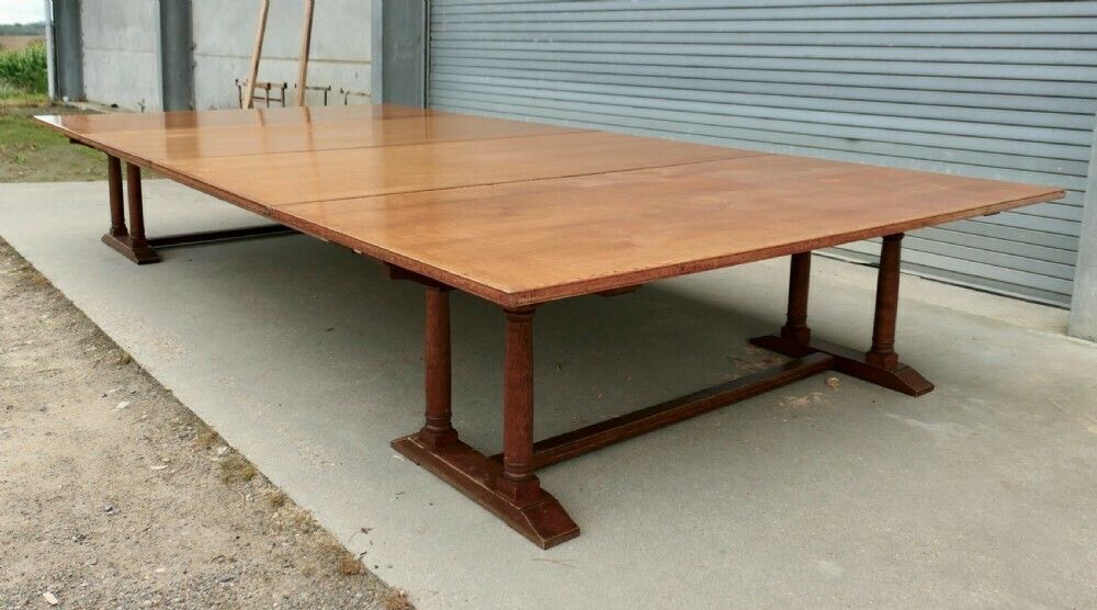 30 Seater Oak Banqueting Table, Arts & Crafts Boardroom Table photo furniture