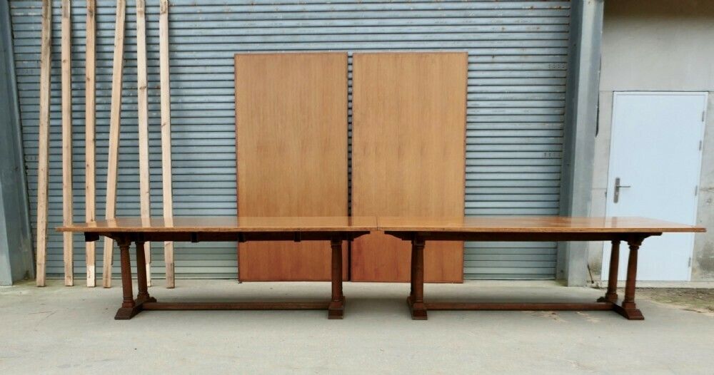 photo for sale 30 Seater Oak Banqueting Table, Arts & Crafts Boardroom Table
