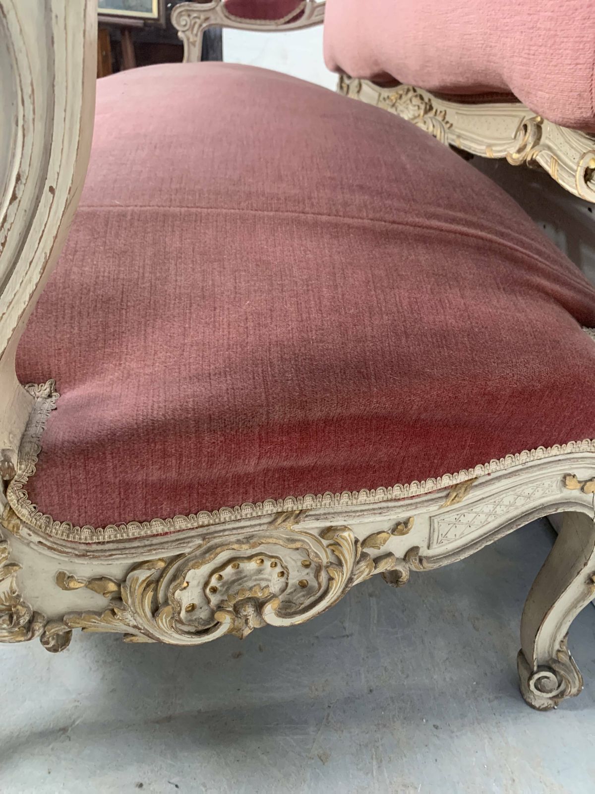 Louis XV Style Bench In Lacquered And Gilded Beech, 20th Century photo buy