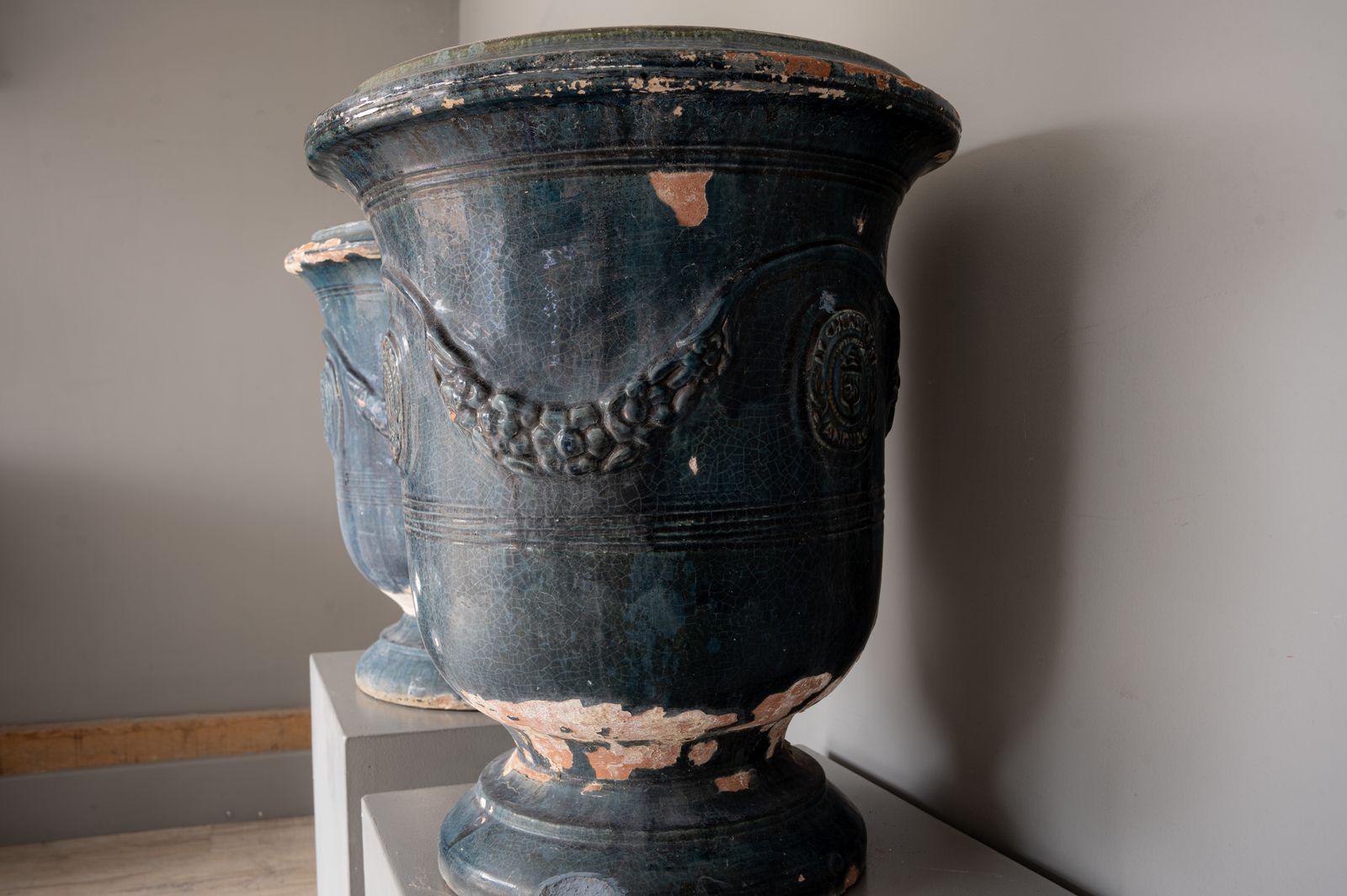A Pair Of Blue Glazed Anduze French Vase photo vinterior