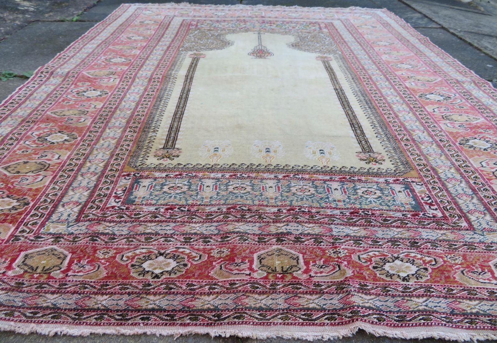 Antique Turkish Kayseri Prayer Rug.Pistachio/Aquamarine Central Ground. 171cm X 138cm. photo 995.0