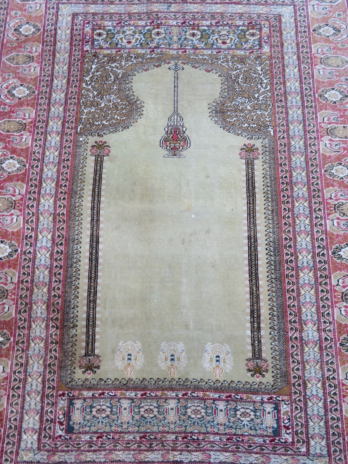 Antique Turkish Kayseri Prayer Rug.Pistachio/Aquamarine Central Ground. 171cm X 138cm. photo vinterior