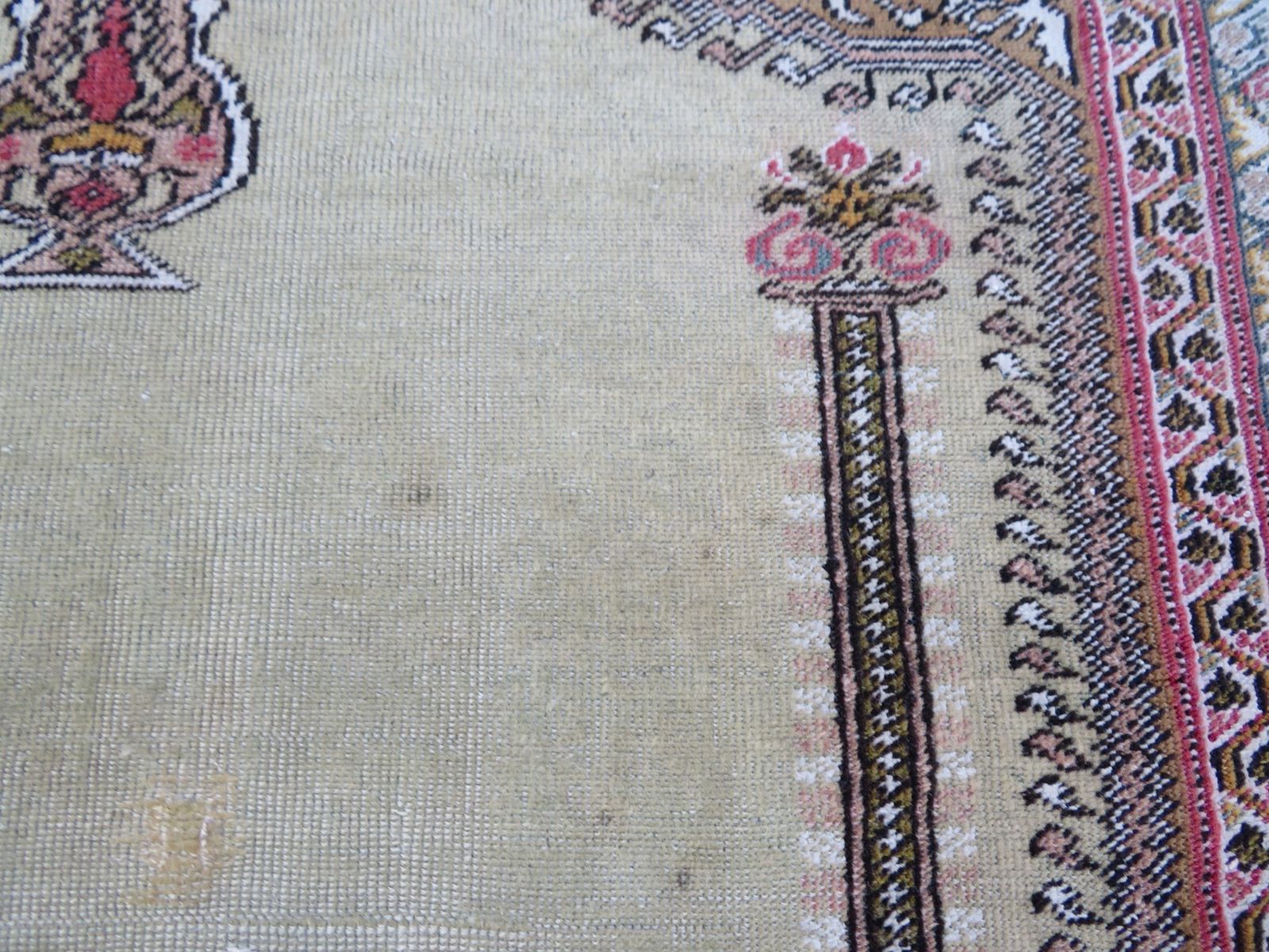 Textiles Antique Turkish Kayseri Prayer Rug.Pistachio/Aquamarine Central Ground. 171cm X 138cm. photo