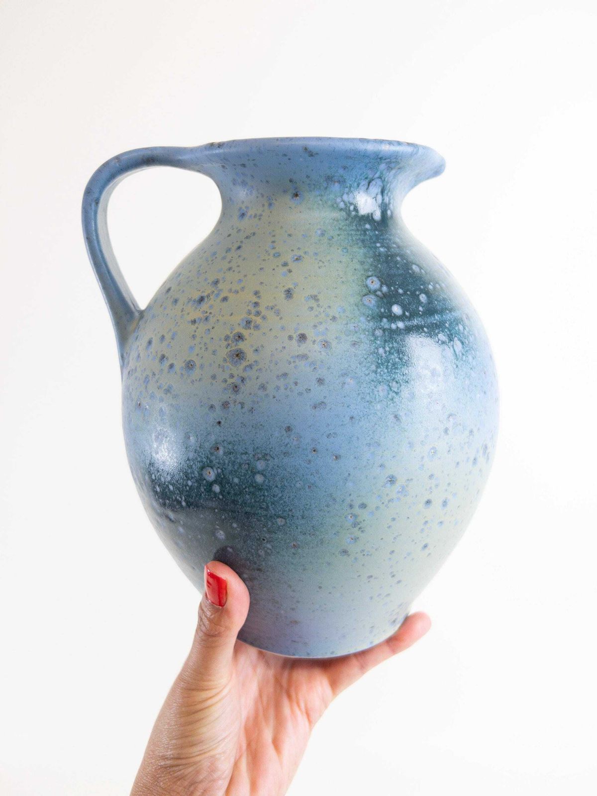 West German Vase By Scheurich   Large Blue Green Handled Vase   Scheurich 603 22 photo furniture