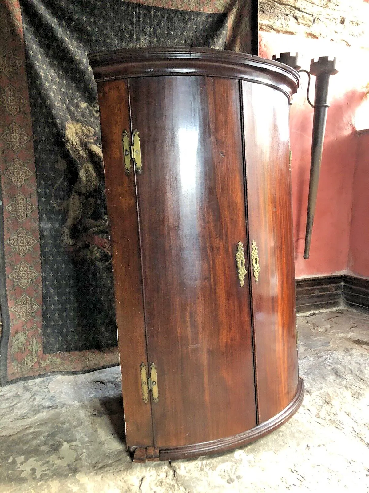Original Antique Mahogany Period Tall  Georgian Corner Cabinet photo 349.0