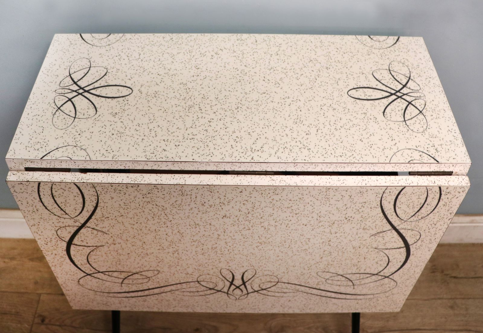A Lovely Retro Dropleaf Dining Table With Melamine Or Formica Granite Effect. photo vintage