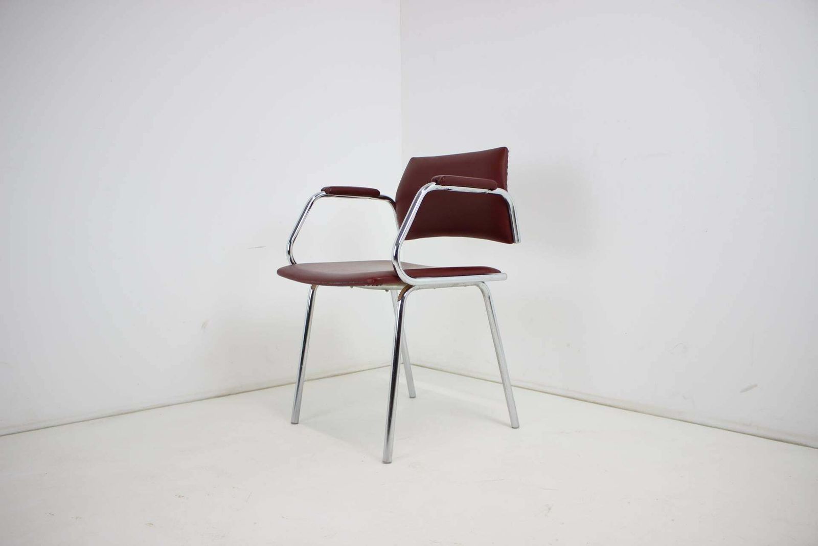 Chrome (Faux) Leather Armchair By Kovona, 1980's, Czechoslovakia photo for sale
