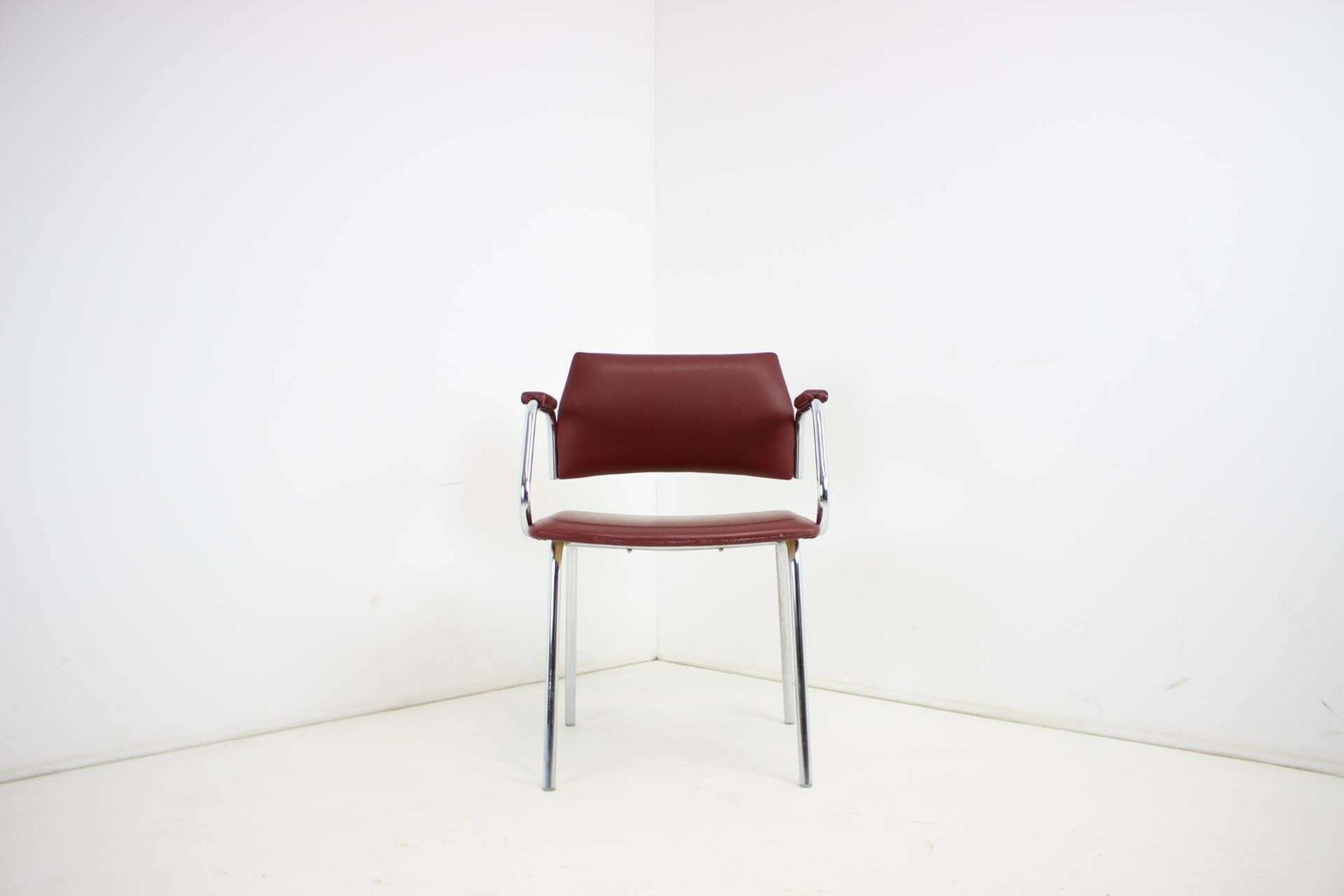 Chrome (Faux) Leather Armchair By Kovona, 1980's, Czechoslovakia photo Furniture