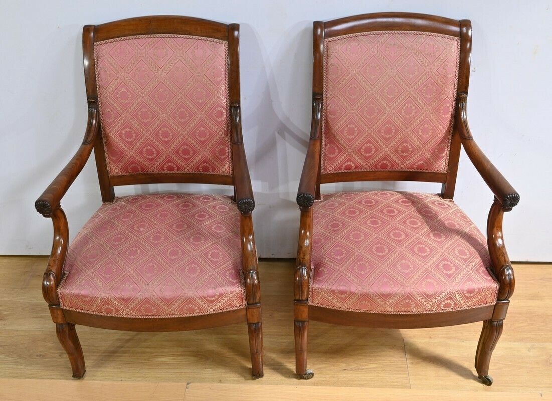Pair Of Mahogany Armchairs, Restoration Period – Early 19th Century photo Furniture