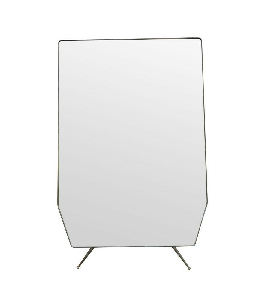 photo vinterior A Large Original Italian 1950s Full Length Brass Framed Mirror With Shaped Solid Brass Legs
