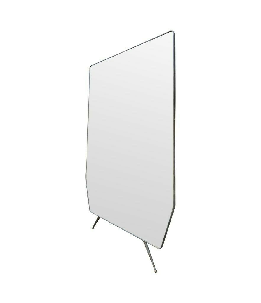 photo buy A Large Original Italian 1950s Full Length Brass Framed Mirror With Shaped Solid Brass Legs