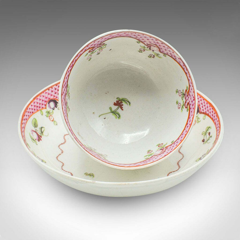 Antique Green Tea Sipping Duo, Japanese, Ceramic, Cup & Saucer, Victorian, 1900 photo furniture