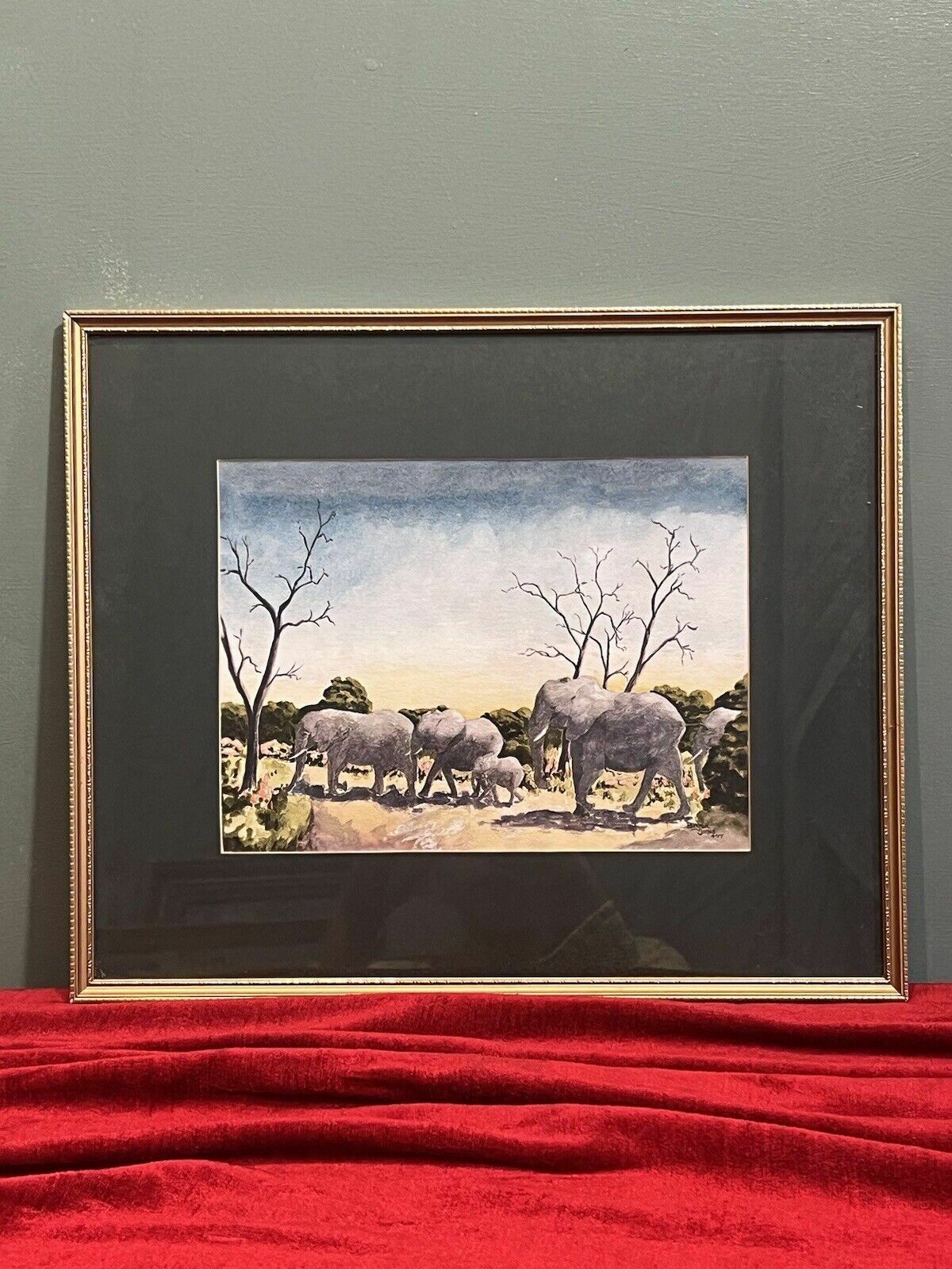 Herd Of Elephants Watercolour By Renowned Artist Brian E Jones photo furniture