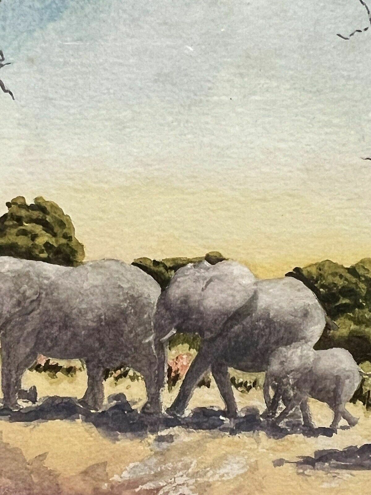 Art Herd Of Elephants Watercolour By Renowned Artist Brian E Jones photo
