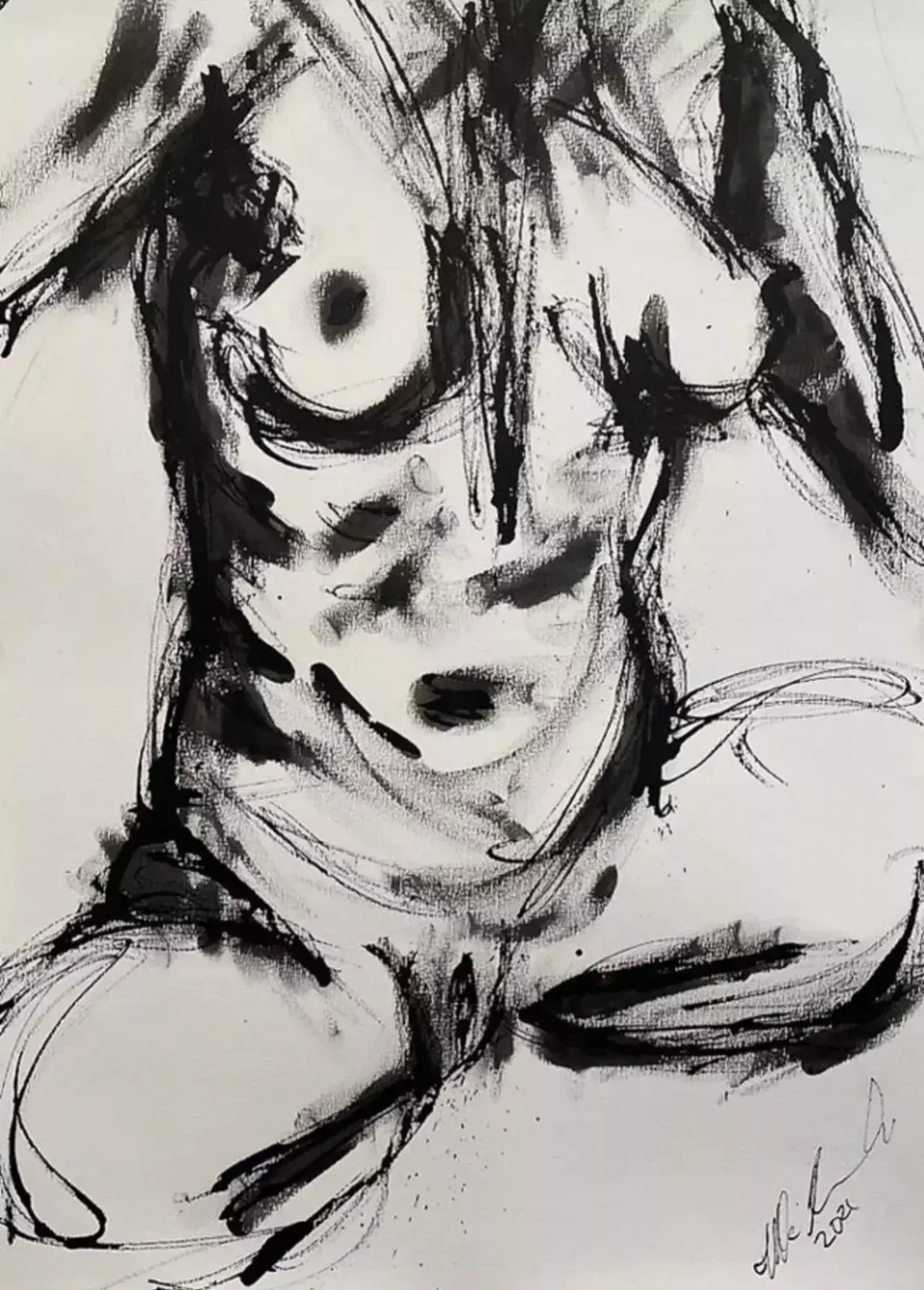 Ulla Martinmaki, Nude Painting, Mixed Media, 21st Century Finland photo for sale