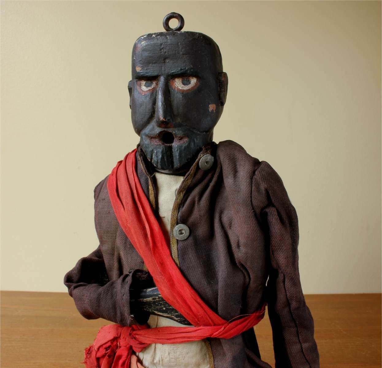Antique Puppet Figure. Marionette Black Man. Folk Art Mannequin Doll.