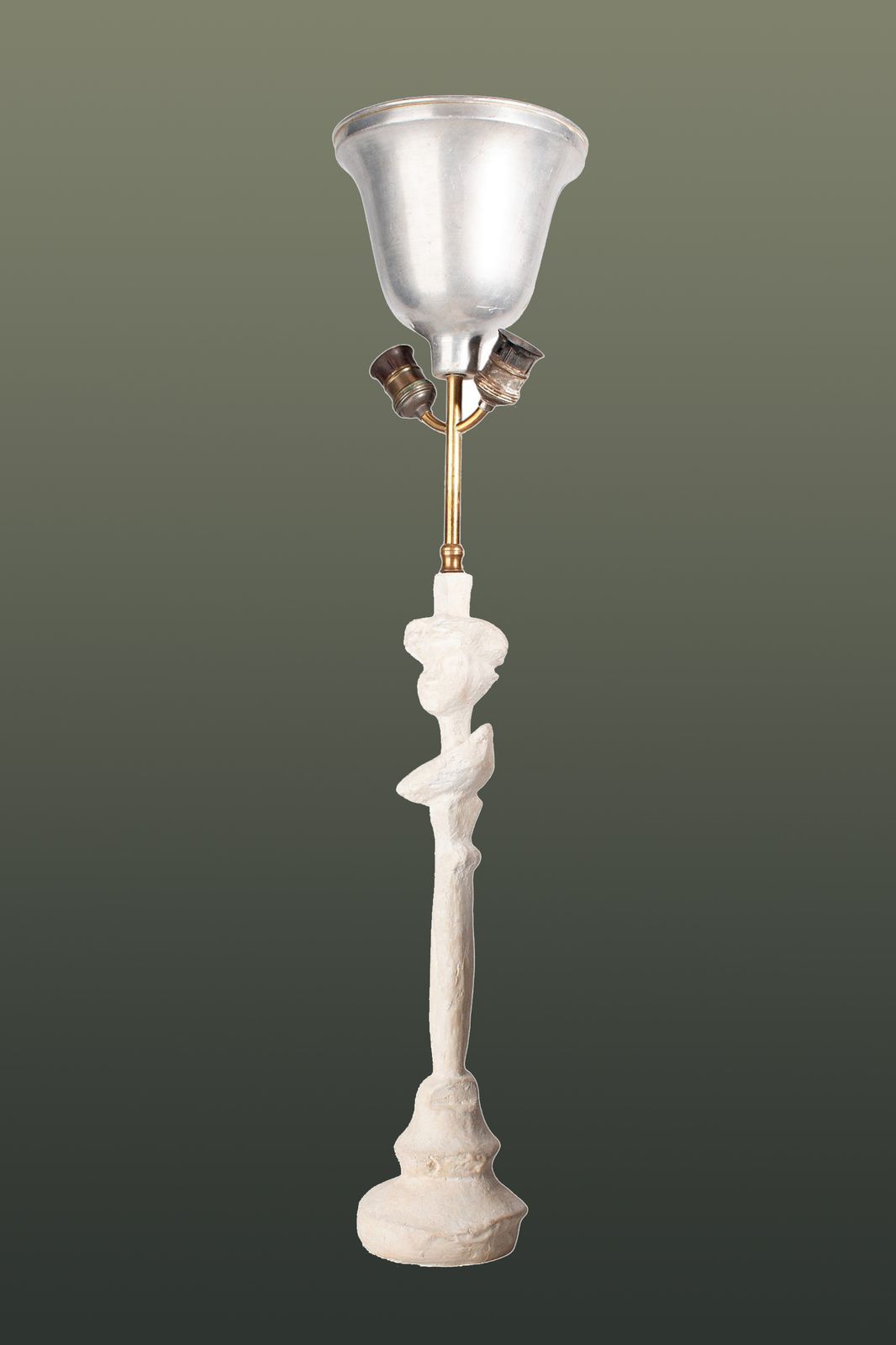 1940s Expressionist Plaster And Brass Sculptural Lamp 'Tête De Femme' Designed By Alberto Giacometti, France photo Lighting