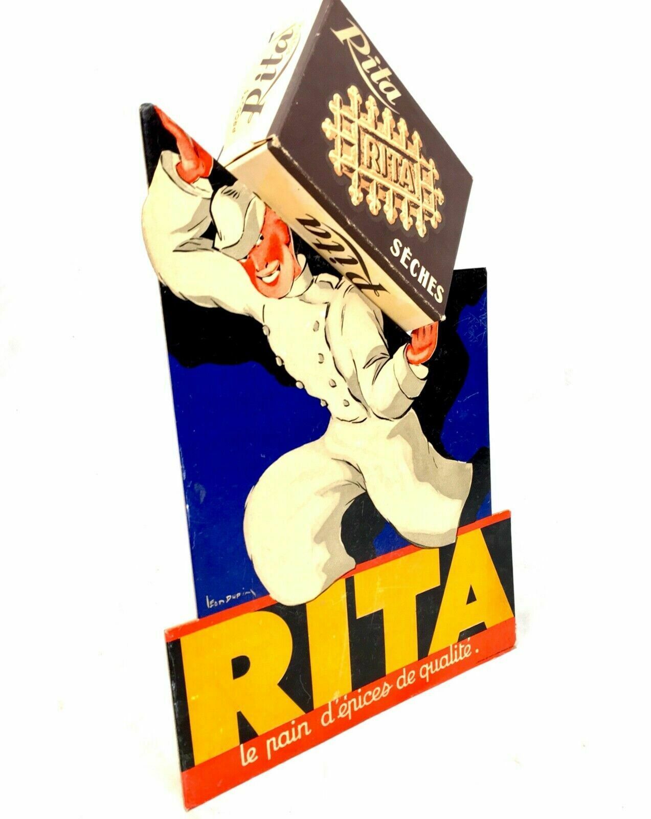 Antique Advertising   1930s French Bakery Counter Show Card For Rita Gingerbread