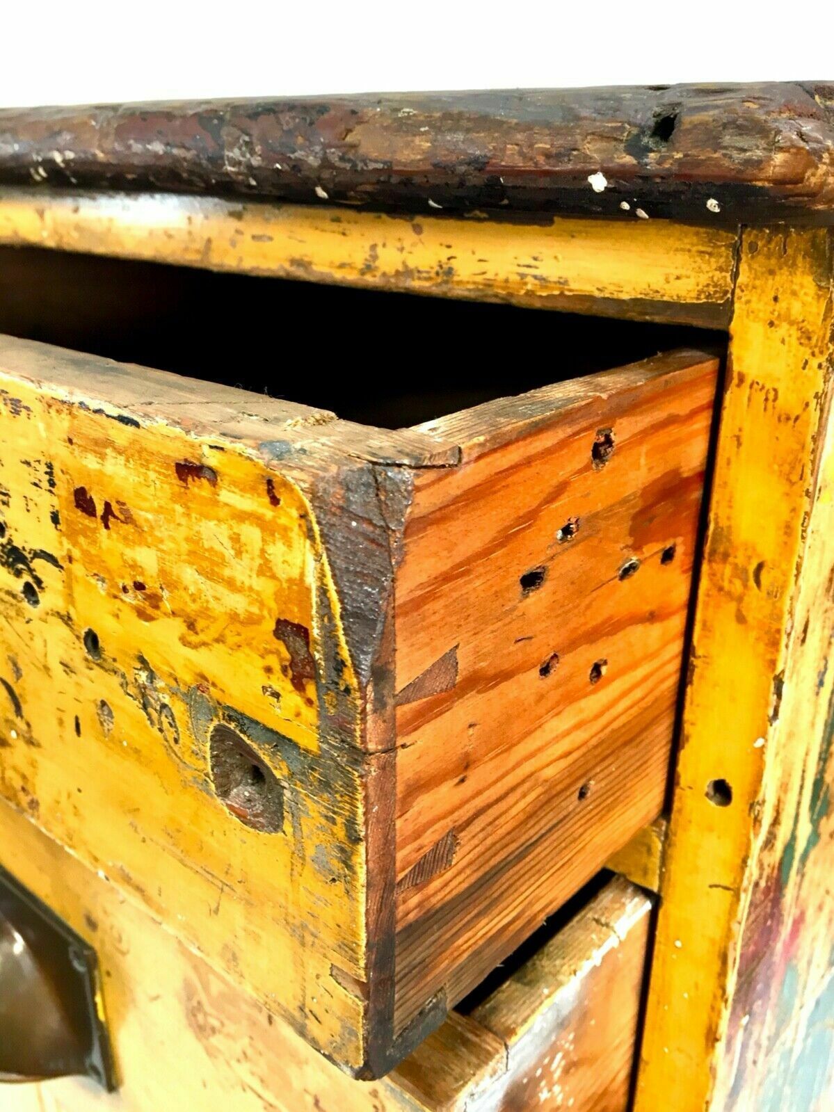 Furniture Antique Large Rustic Painted Chest Of Storage Drawers / Filing Cabinet / C.1900 photo