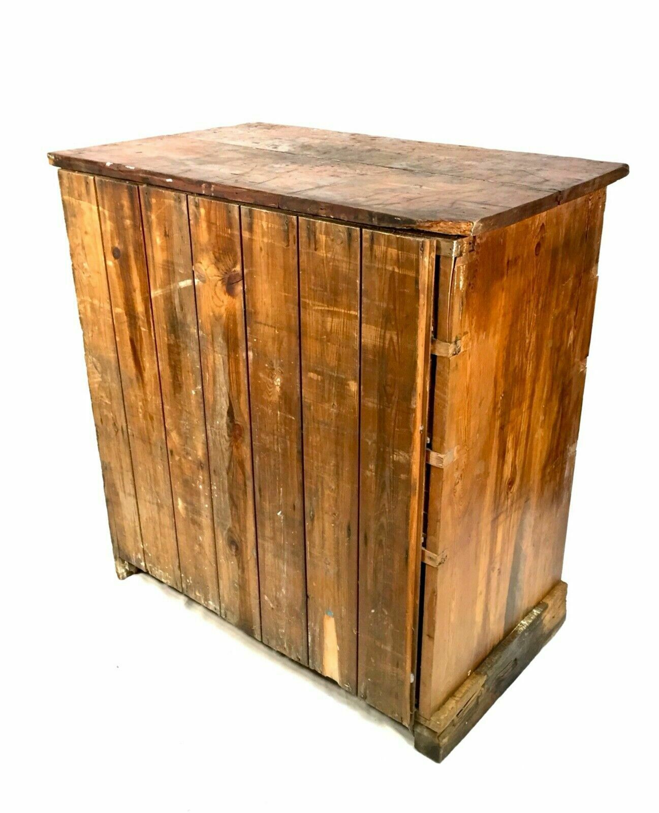 photo vinterior Antique Large Rustic Painted Chest Of Storage Drawers / Filing Cabinet / C.1900