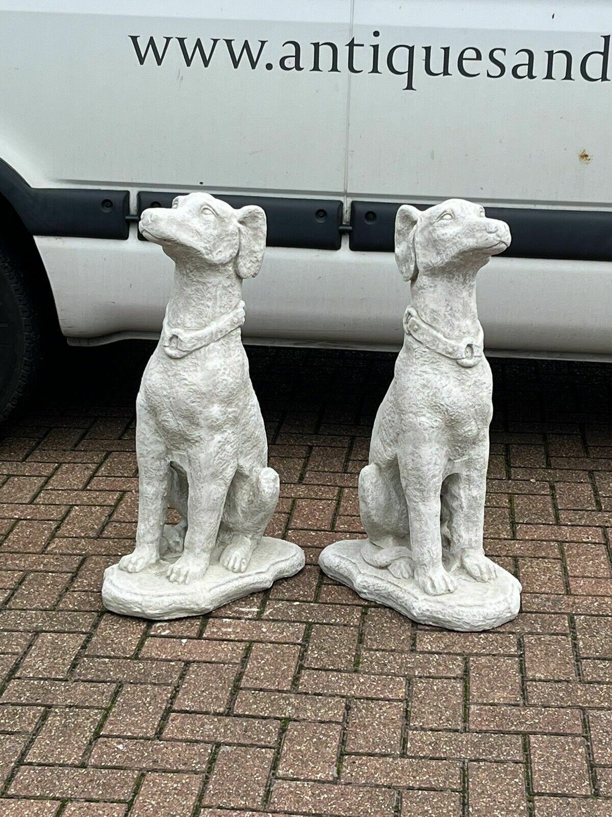 Life Size Pair Of Garden Seated Dog Statues, Great Look. Very Heavy. photo furniture