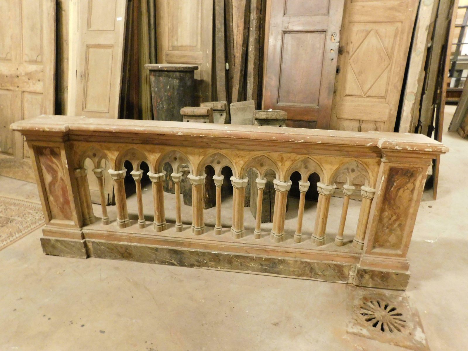 Neo Gothic Style Balustrade In Lacquered Wood With A Fake Marble Effect, Italy photo furniture