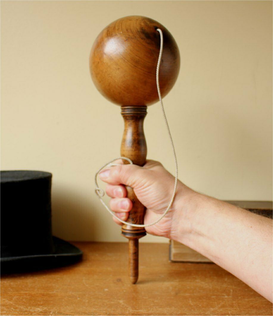 X Large Wooden Bilboquet. 19th Century Wood Cup & Ball Game. Bilbocatch. photo 325.0