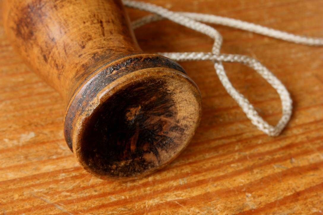photo furniture X Large Wooden Bilboquet. 19th Century Wood Cup & Ball Game. Bilbocatch.