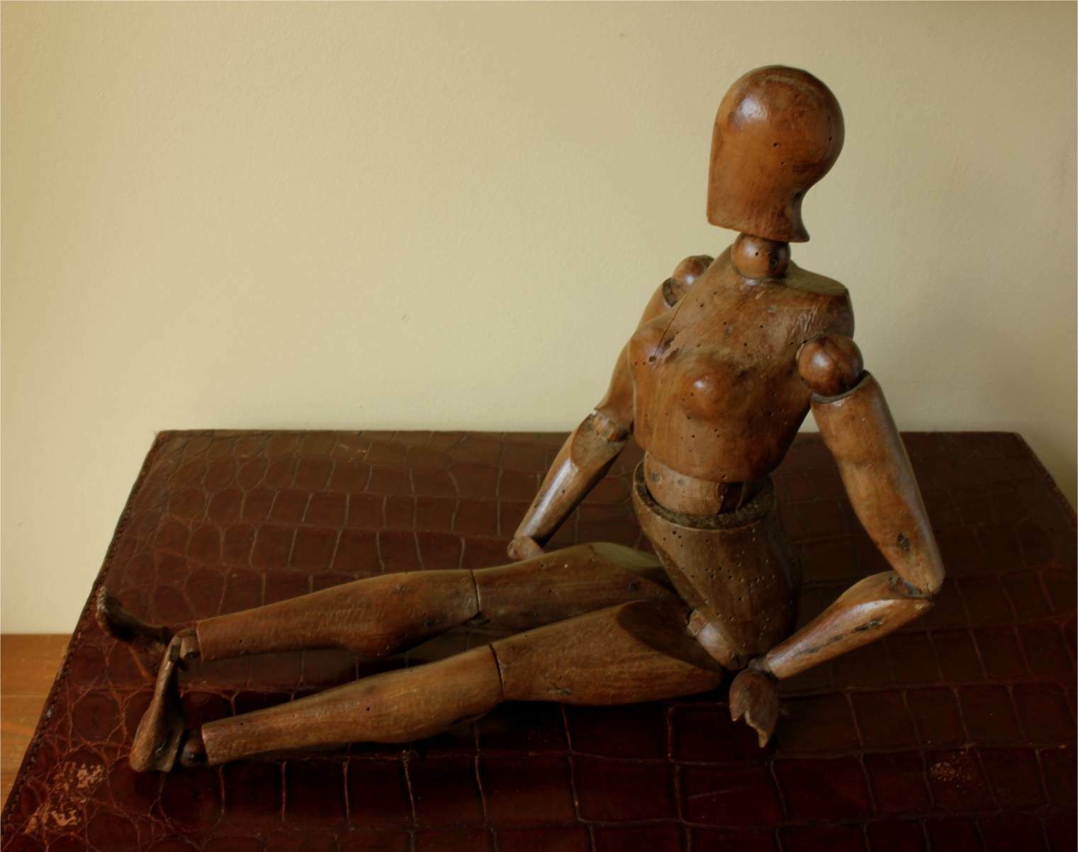 photo for sale Female Artist Lay Figure. Wood Articulated Mannequin Doll. 19th Century.
