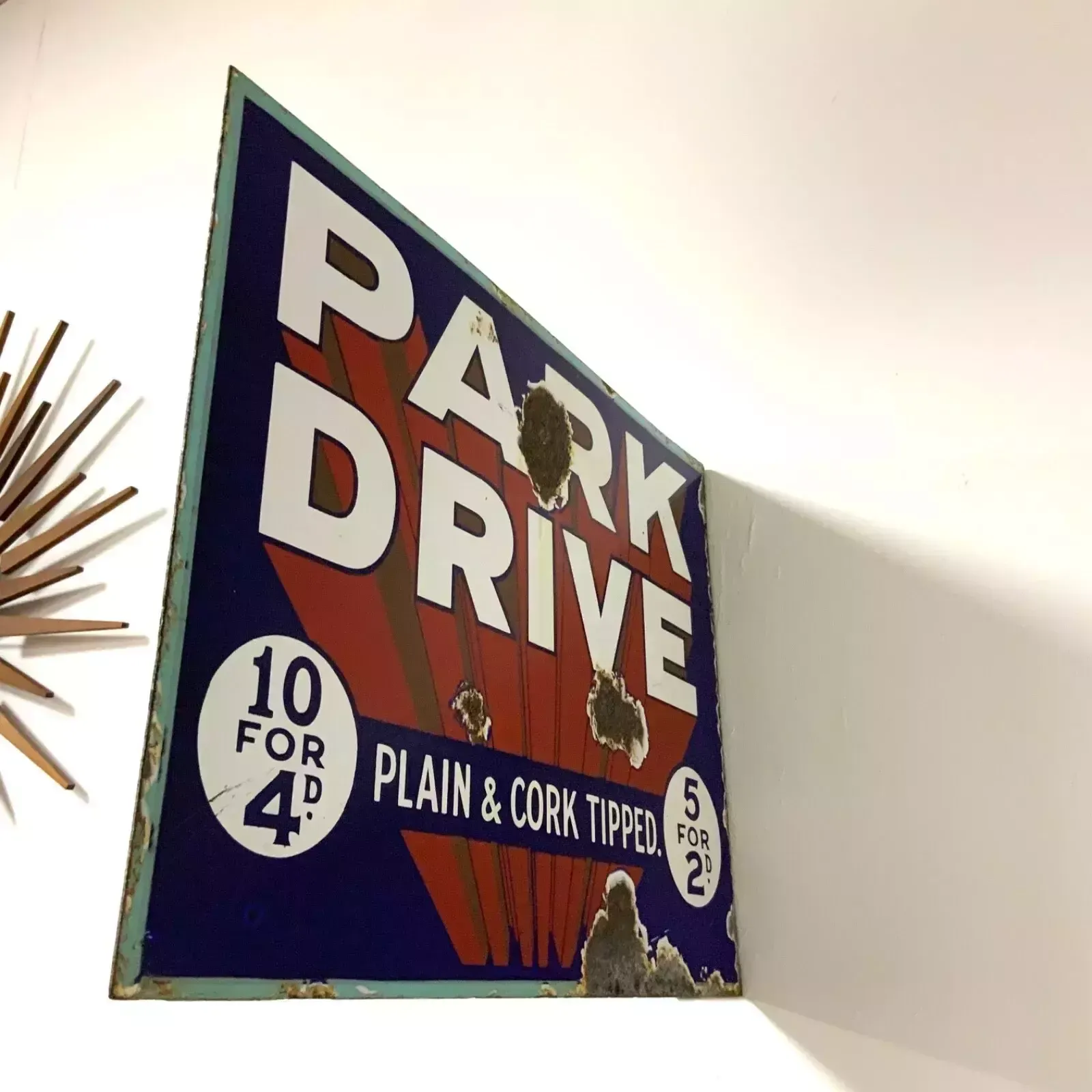 Park Drive Cigarettes Double Sided Enamel Advertising Sign photo 345.0