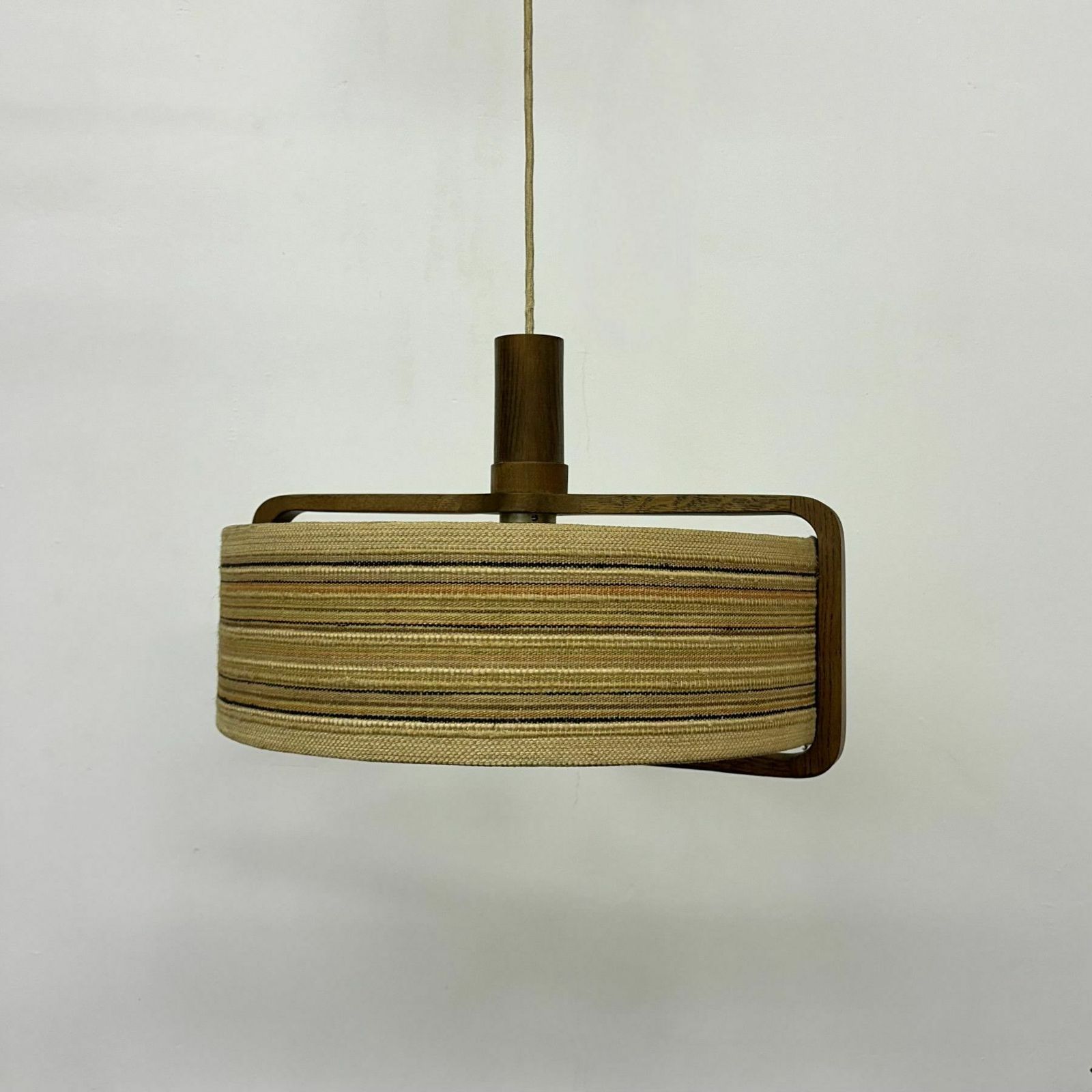 Temde Leuchten Hanging Lamp Teak Wood , 1970s photo Lighting