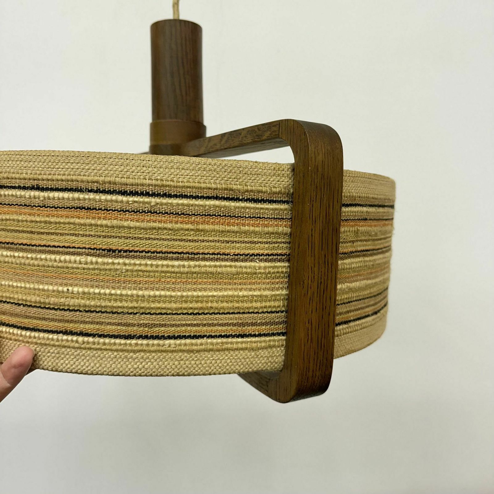 photo vinterior Temde Leuchten Hanging Lamp Teak Wood , 1970s
