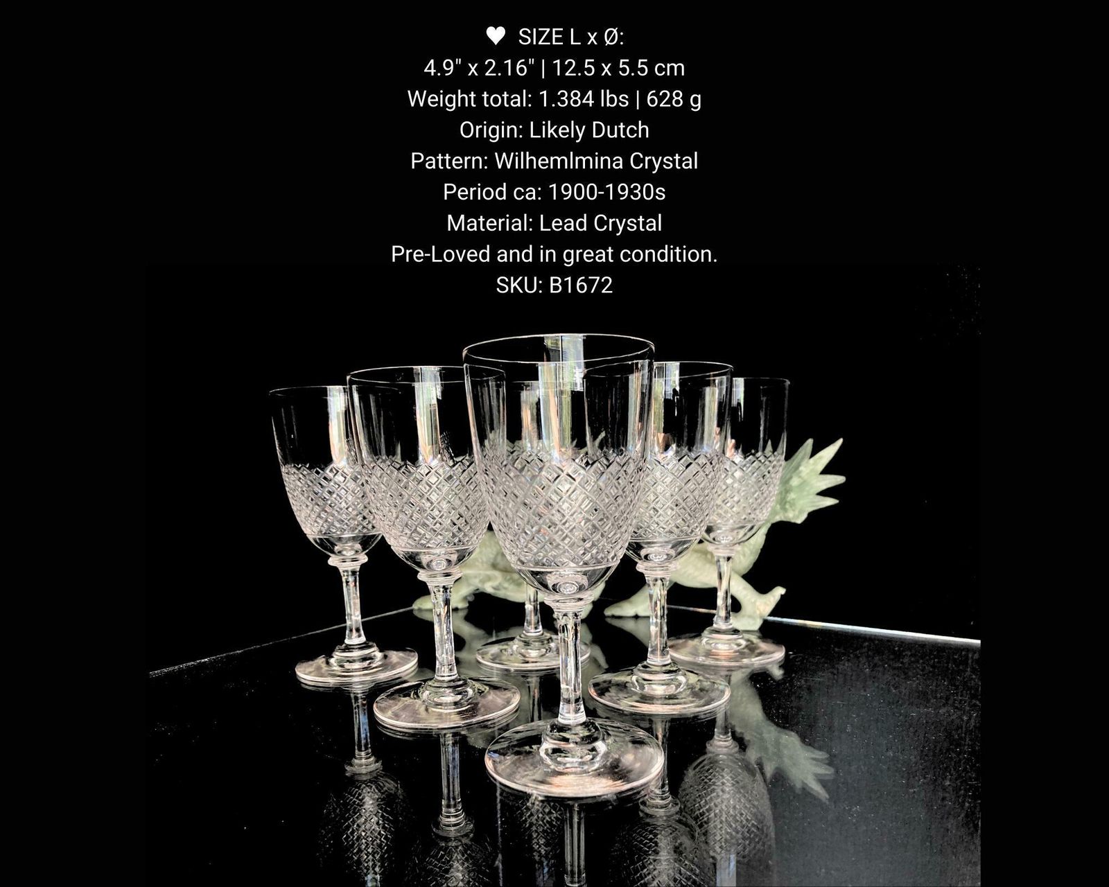 6x Crystal Cordial Glasses | Aperitif | About 1920 | Holland photo vintage