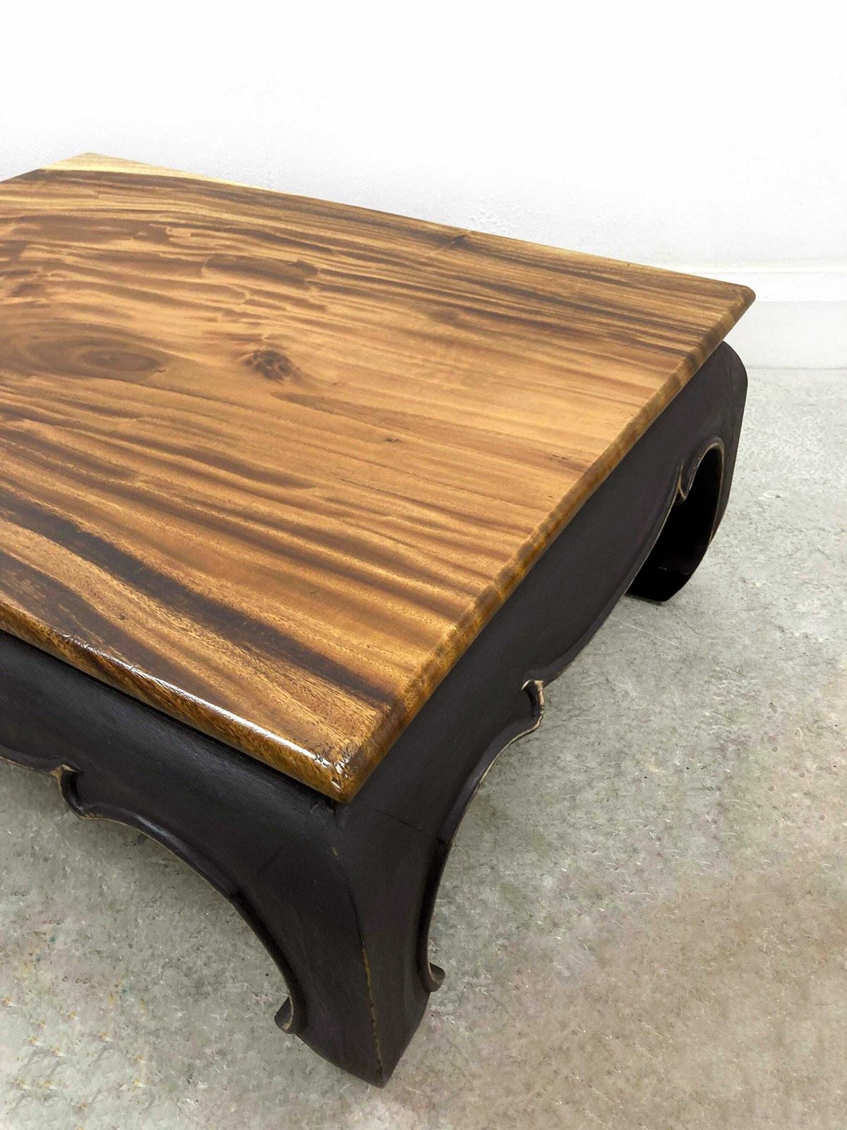 Coffee Table. Low Rustic Coffee Table. Bohemian Furniture. Solid Wood. Hand Crafted. Hand Painted. Black Coffee Table. Lounge Furniture. photo for sale