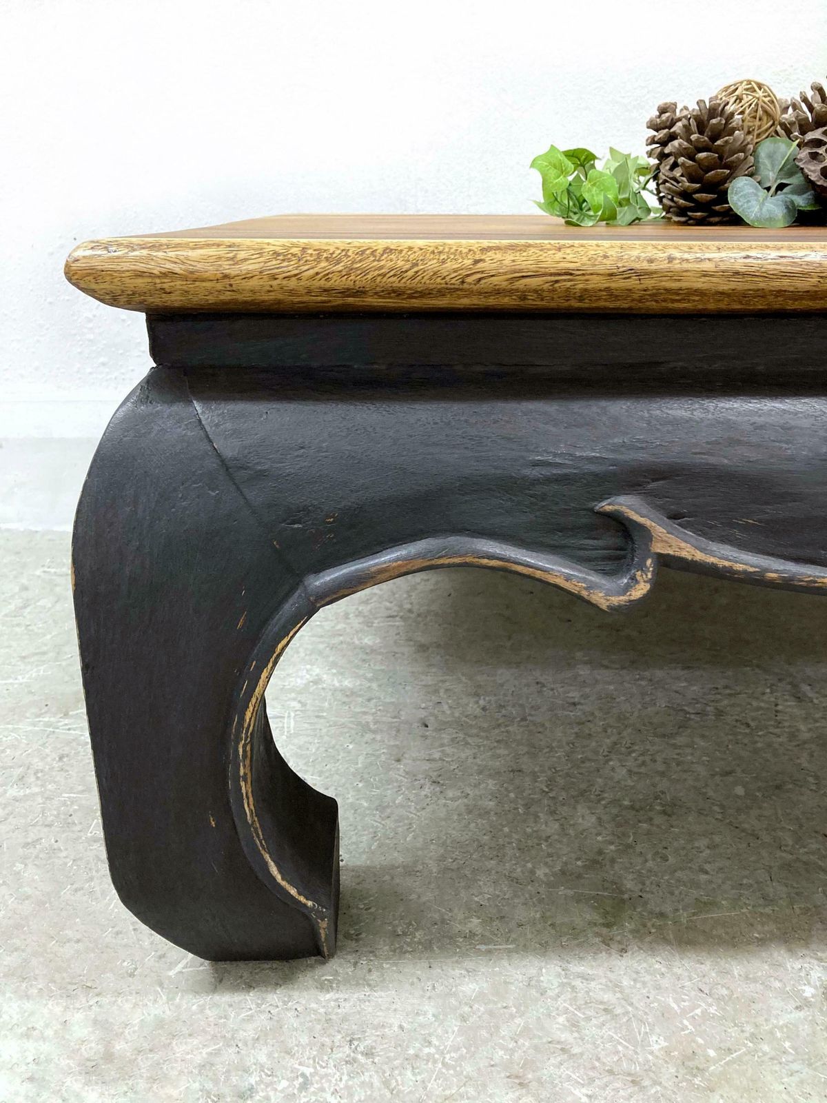 Coffee Table. Low Rustic Coffee Table. Bohemian Furniture. Solid Wood. Hand Crafted. Hand Painted. Black Coffee Table. Lounge Furniture. photo vinterior