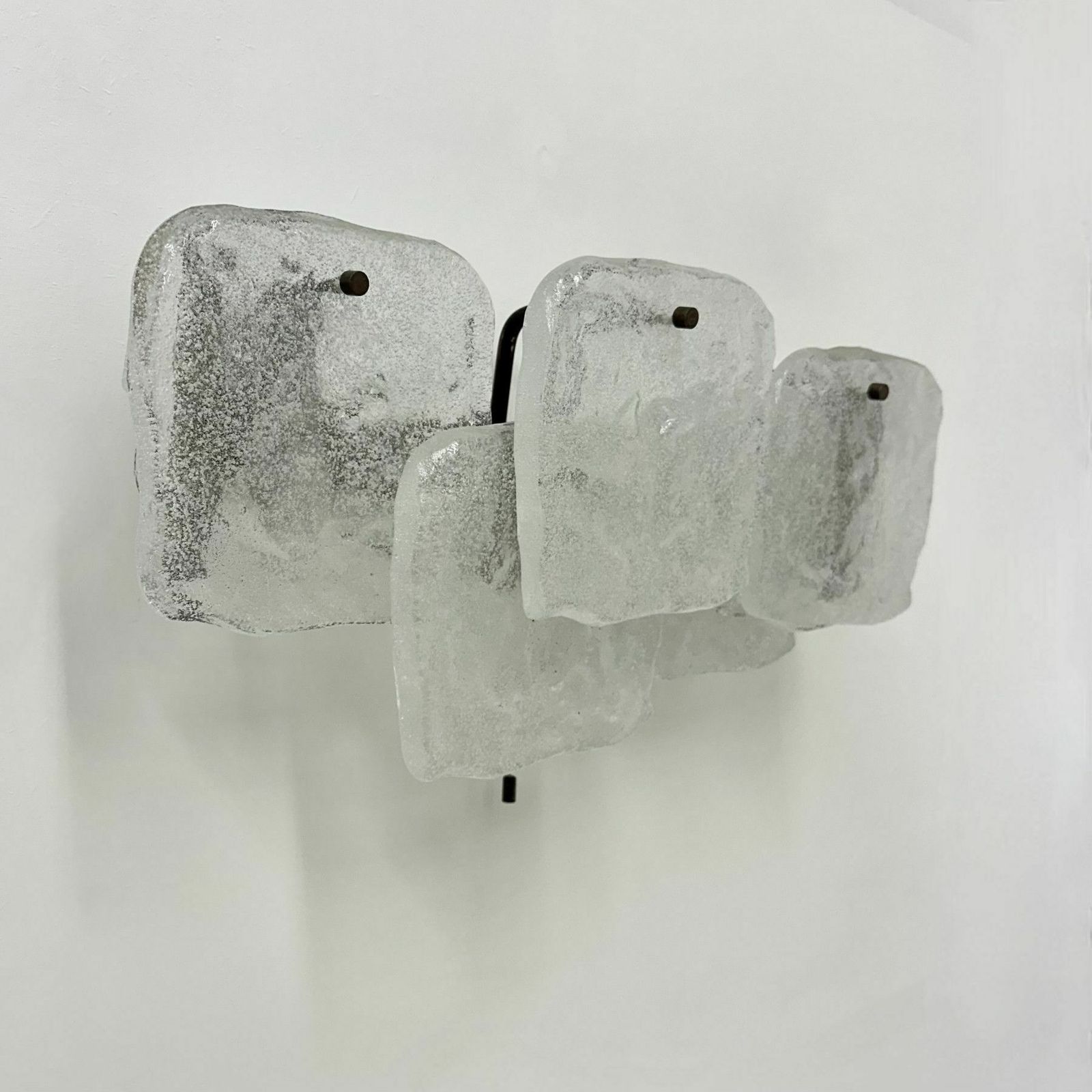 photo for sale Modernist Frosted Ice Glass Wall Lamp Attributed To J. T. Kalmar For Kalmar, 1960s