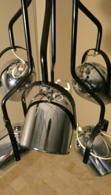 6 Spotlight Steel And Enamel Ceiling Lamp Attributed To Goffredo Reggiani, Italy, 1960s photo buy