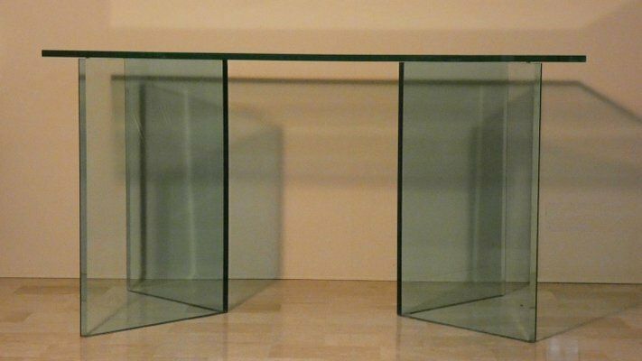 Bacco Transparent Glass Desk Attributed To Tonelli, Italy, 1980s photo vinterior