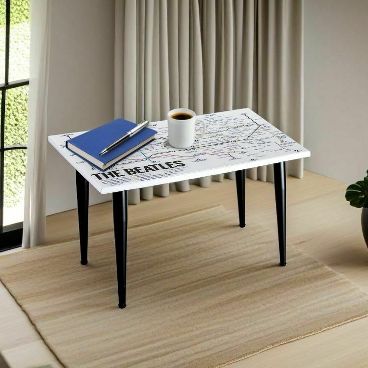 Handcrafted Beatles Song Map Resin Coffee Table – Music Inspired Art With Glossy Epoxy Top & Metal Legs For Living Room & Offices photo vintage