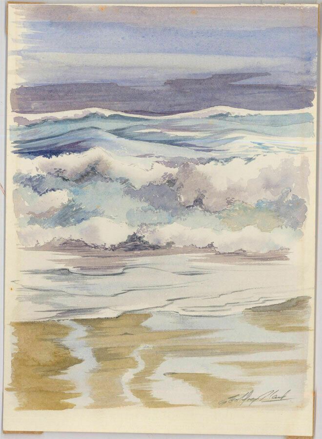 Geoffrey Plant (1939 2000) Watercolour, Troubling Skies, Crashing Waves photo furniture