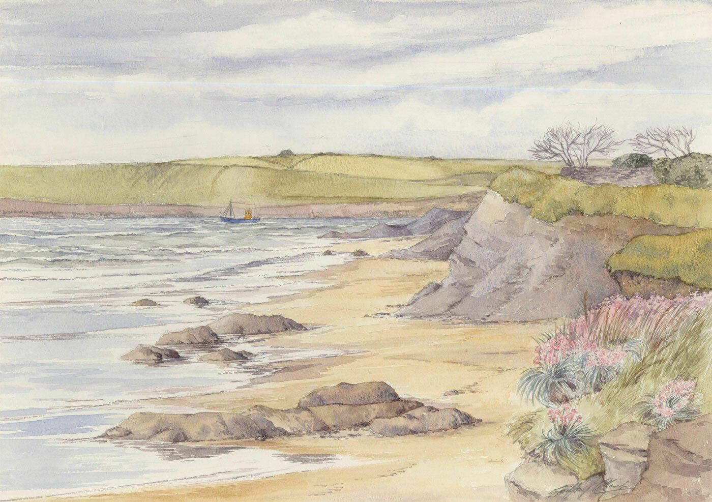 Geoffrey Plant (1939 2000) 20th Century Watercolour, Quiet Beach