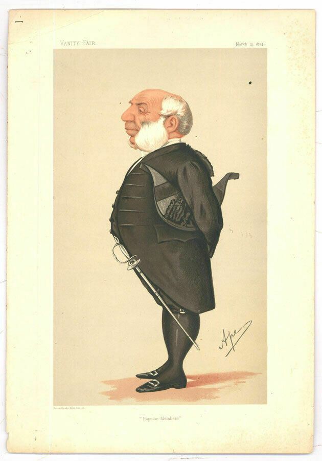 Carlo Pellegrini (1839 1889) Vanity Fair 1874 Lithograph, Popular Members photo furniture