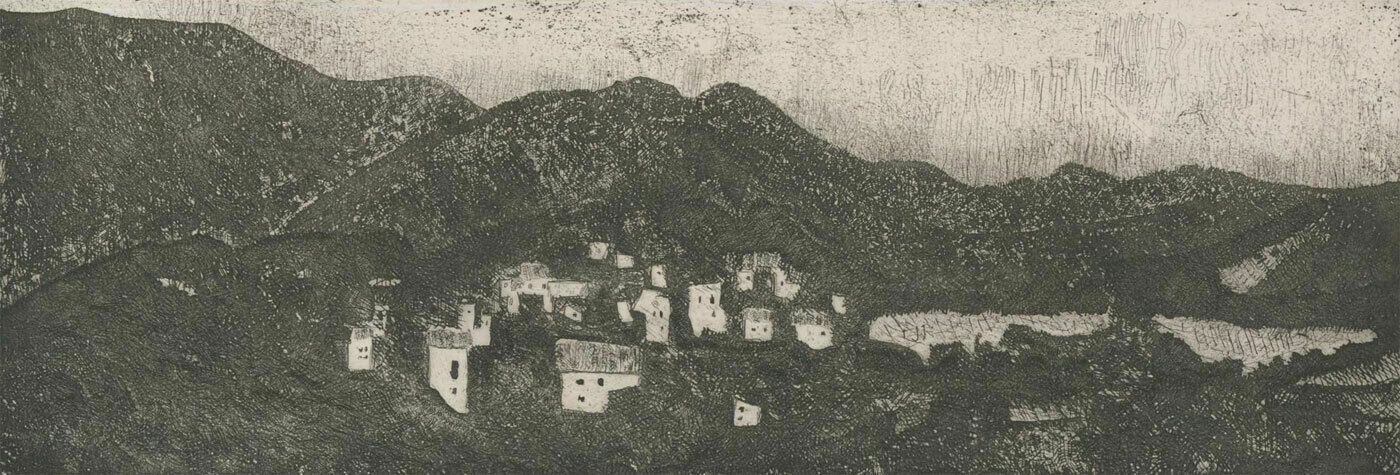 Alain Suly 1961 Etching, Village In The Hills