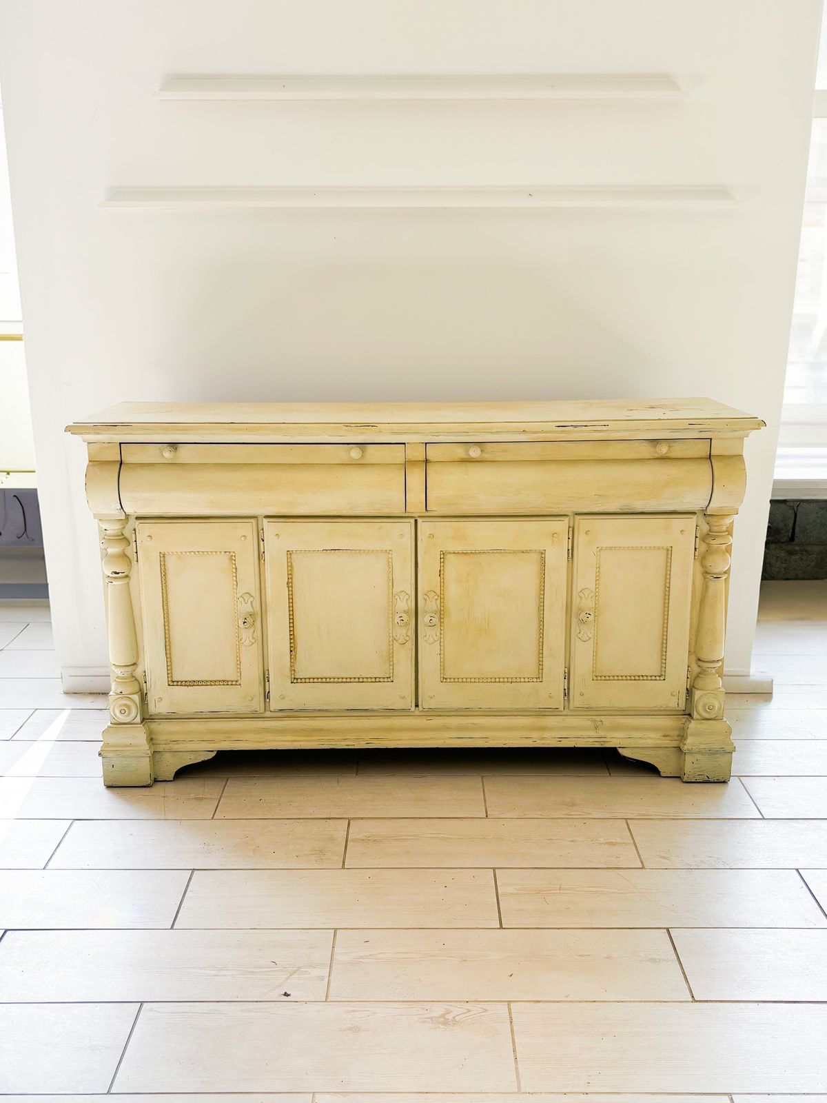 Mahogany Jacobean Style Sideboard In Shabby Chic Style