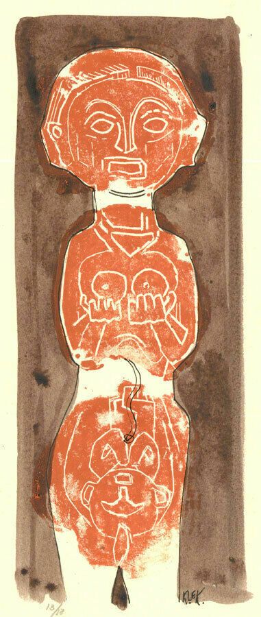 Karel Lek (1929 2020) Mid 20th Century Mixed Media, Female Totem III