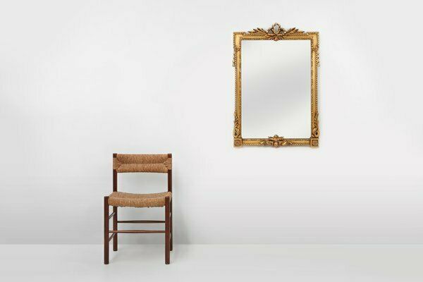 Gilted Carved Wooden Wall Mirror, Belgiums 1950s photo furniture